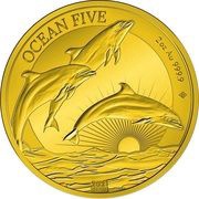 250 Dollars - Elizabeth II Bottlenose Dolphins, Niue, 2021 reverse image