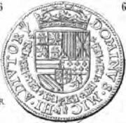 1 Gold Real - Philip II without ANG in titles, Belgium, 1560-1577 reverse image