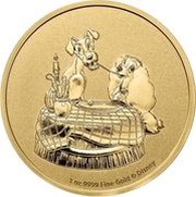 250 Dollars - Elizabeth II Lady and the Tramp, Niue, 2022 reverse image