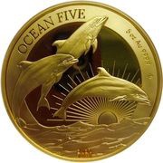 500 Dollars - Elizabeth II Bottlenose Dolphins, Niue, 2021 reverse image