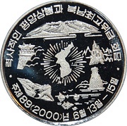1 Won 3 000 Years of Korean History, North Korea, 2000 reverse image