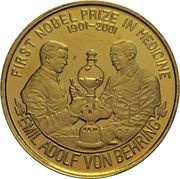 1 Won Nobel prize in Medicine, North Korea, 2001 reverse image
