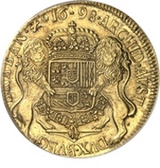 Gold Ducaton / 8 Sovereigns - Charles II, Belgium, 1689-1698 reverse image