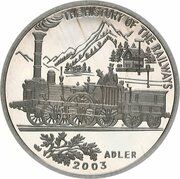 7 Won Steam Locomotive Adler, North Korea, 2003 reverse image
