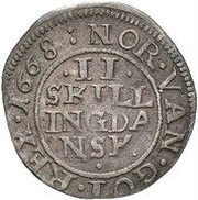 2 Skilling - Frederik III, Norway, 1667-1668 reverse image