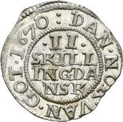 2 Skilling - Christian V, Norway, 1670-1672 reverse image