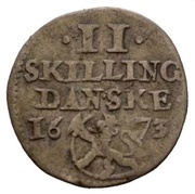2 Skilling - Christian V, Norway, 1673 reverse image