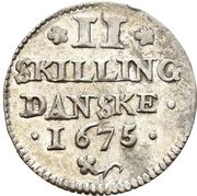 2 Skilling - Christian V, Norway, 1675-1683 reverse image