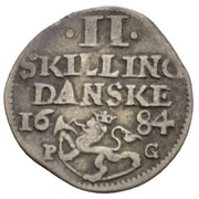 2 Skilling - Christian V, Norway, 1684-1686 reverse image