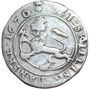 1 Mark - Christian V, Norway, 1670 reverse image