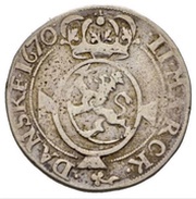 2 Mark - Christian V, Norway, 1670 reverse image