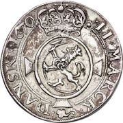 2 Mark - Christian V, Norway, 1670-1671 reverse image