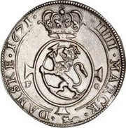 4 Mark - Christian V, Norway, 1671-1672 reverse image