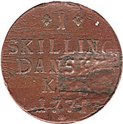 1 Skilling - Christian VII reverse image
