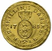 2 Skilling - Christian VII Pattern reverse image
