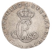 ⅕ Rigsdaler Species / ¼ Rigsdaler Courant - Christian VII obverse image