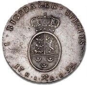 1 Speciedaler - Christian VII Second bust, Norway, 1792-1795 reverse image
