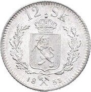 12 Skilling - Oscar I, Norway, 1845-1856 reverse image