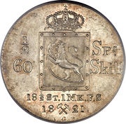 ½ Speciedaler / 60 Skilling - Carl XIV Johan reverse image
