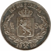½ Speciedaler - Oscar I, Norway, 1846-1855 reverse image