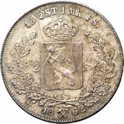½ Speciedaler - Carl XV, Norway, 1861-1862 reverse image