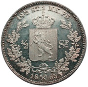 ½ Speciedaler - Carl XV, Norway, 1865 reverse image