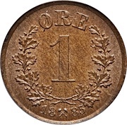 1 Øre - Oscar II, Norway, 1876-1902 reverse image