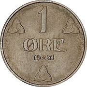 1 Øre - Haakon VII Aluminium pattern strike reverse image