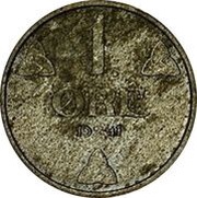 1 Øre - Haakon VII Zinc pattern strike reverse image