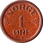 1 Øre - Haakon VII reverse image
