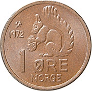 1 Øre - Olav V, Norway, 1958-1972 reverse image