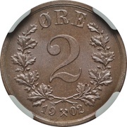 2 Øre - Oscar II, Norway, 1876-1902 reverse image