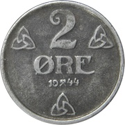 2 Øre - Haakon VII WW2 German Occupation reverse image