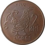 2 Øre - Olav V large letters, Norway, 1959-1972 reverse image