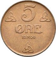 5 Øre - Haakon VII, Norway, 1908-1952 reverse image