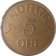 5 Øre - Haakon VII reverse image
