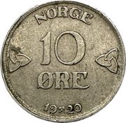 10 Øre - Haakon VII reverse image
