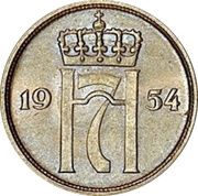 10 Øre - Haakon VII Copper-nickel plated iron pattern strike obverse image