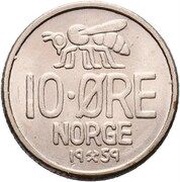 10 Øre - Olav V large letters reverse image