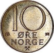 10 Øre - Olav V Trial strike reverse image