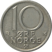 10 Øre - Olav V reverse image
