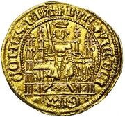 ¼ Gold Écu "with Eagle" - Louis II de Male obverse image