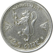 25 Øre - Haakon VII reverse image