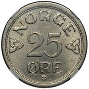 25 Øre - Haakon VII reverse image