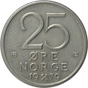 25 Øre - Olav V, Norway, 1974-1982 reverse image