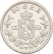 50 Øre / 15 Skilling - Oscar II, Norway, 1874-1875 reverse image