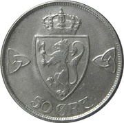 50 Øre - Haakon VII Type 1, Norway, 1909-1919 reverse image