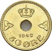 50 Øre - Haakon VII WW2 Exile Coinage reverse image