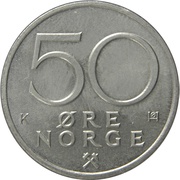 50 Øre - Olav V, Norway, 1974-1996 reverse image