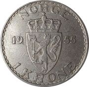 1 Krone - Haakon VII, Norway, 1951-1957 reverse image